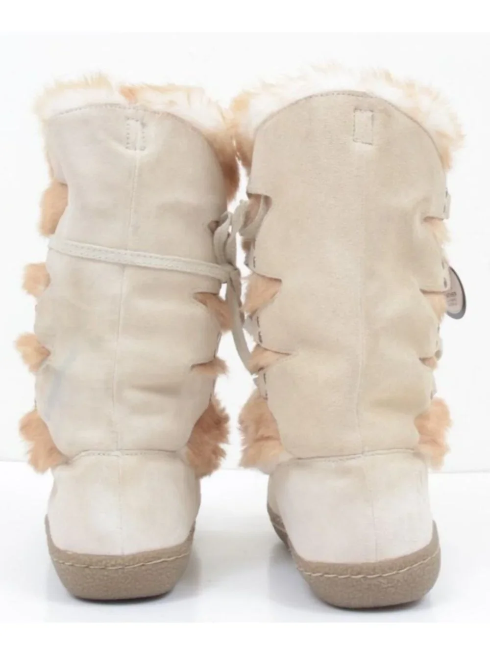 NWT Airwalk Big Kids 4 Leather Suede Shearling Fur Vegan Winter Boots Bootie